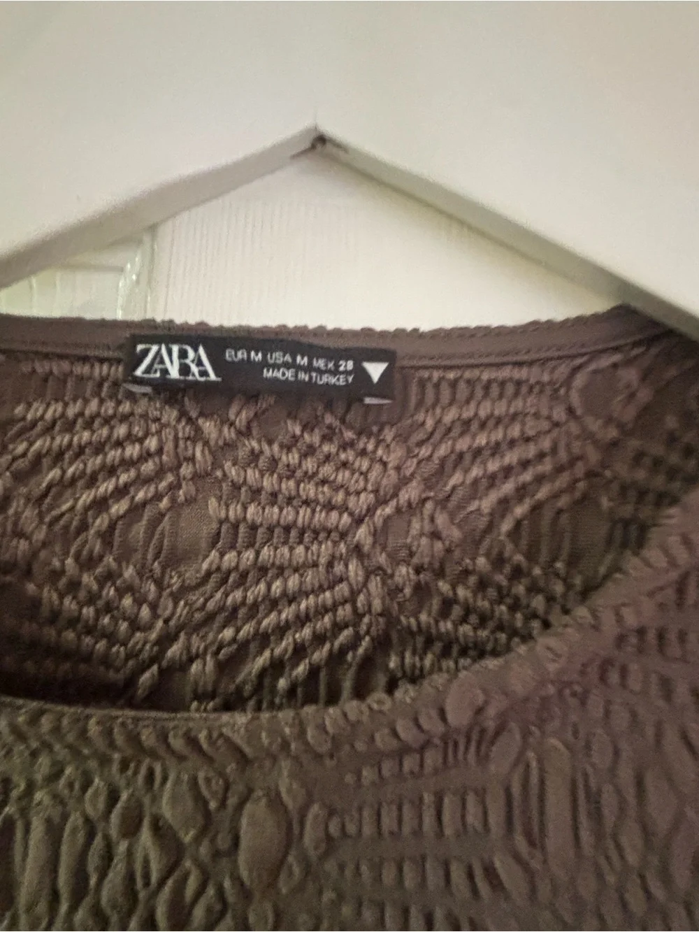 Zara Textured Long Sleeve Crop Top
